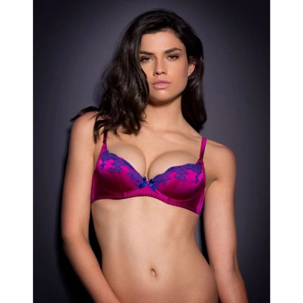 Agent Provocateur Molly Purple Silk Bra 36D New - Picture 1 of 14